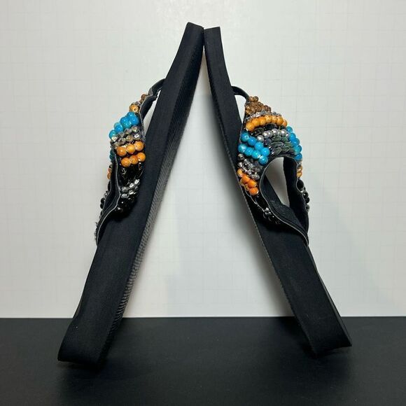 Womens Embellished T Strap Flip Flip Sandals / Size 9.5 - Picture 6 of 7